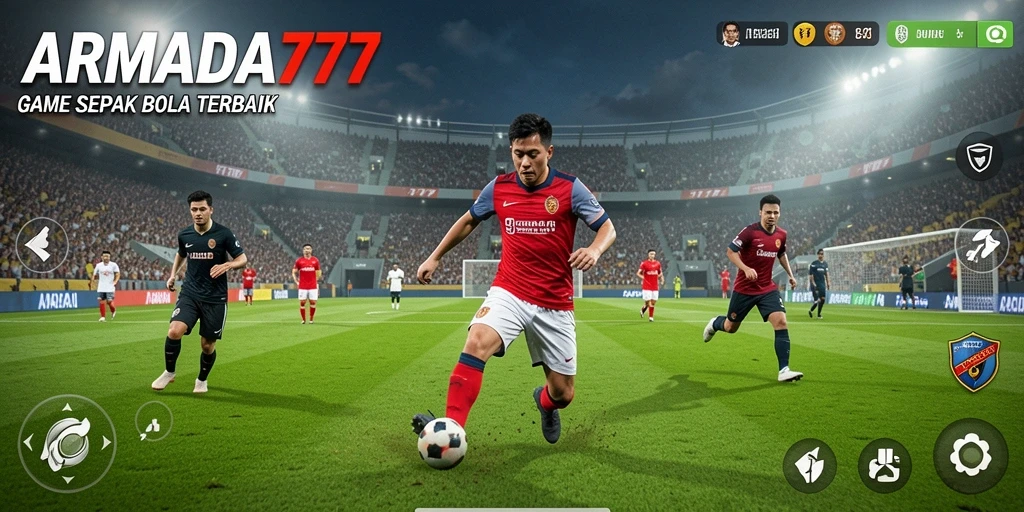 Screenshot ARMADA777 yang menunjukkan aksi seru pertandingan sepak bola.