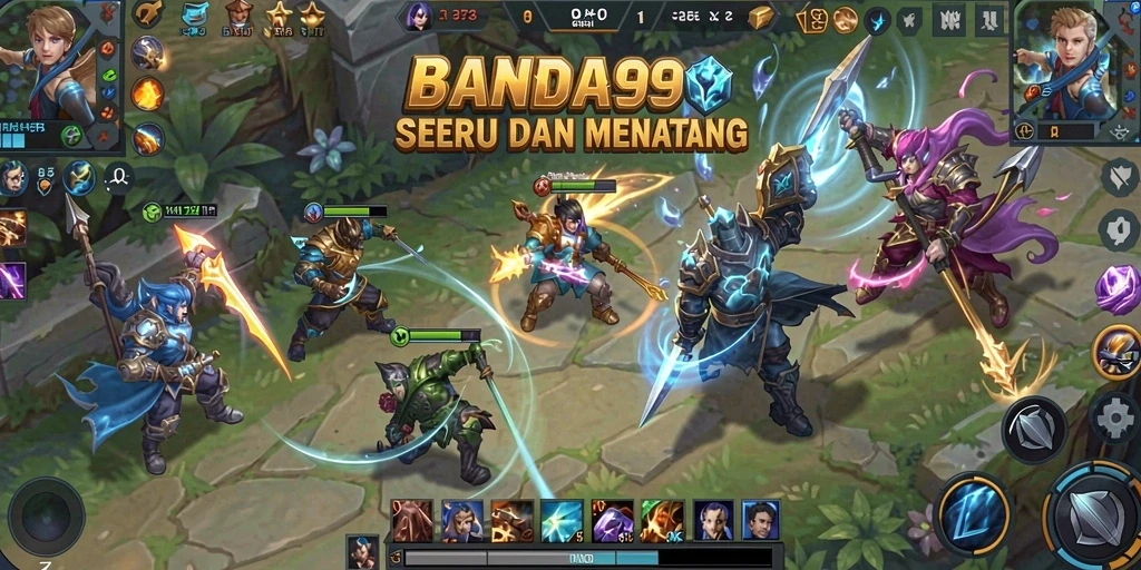 Screenshot utama menampilkan aksi pertarungan intens di BANDAR99.