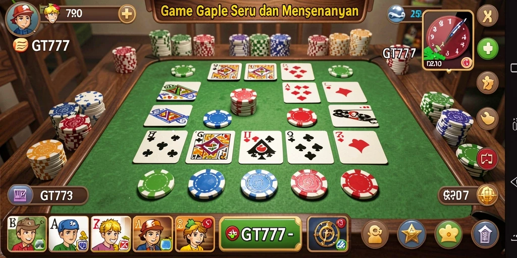 Screenshot gameplay GT777 menunjukkan keseruan bermain Gaple.
