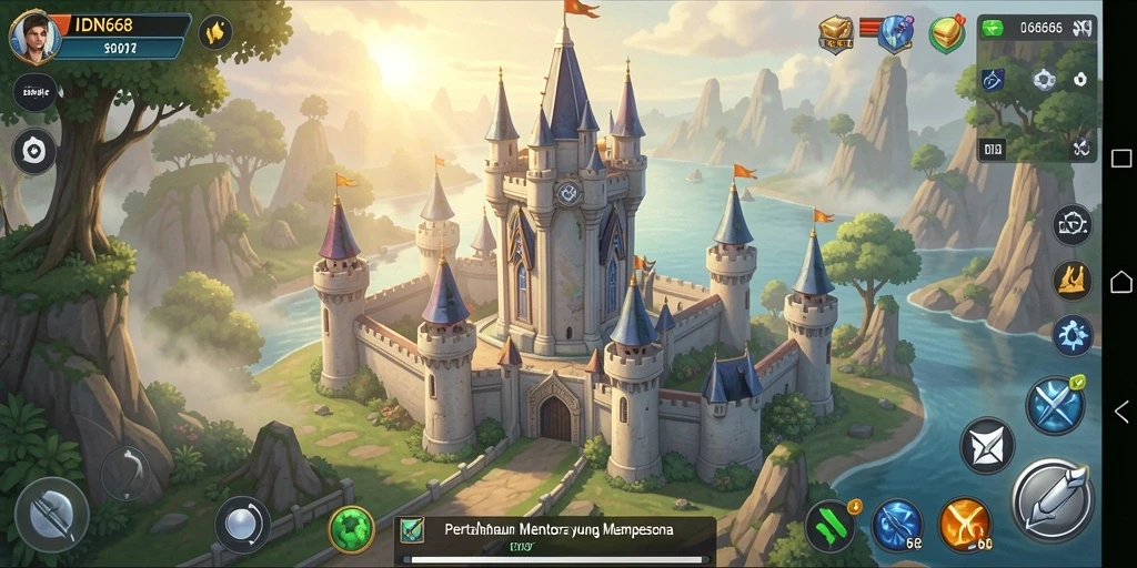 Tampilan gameplay IDN668 menampilkan pertahanan menara yang strategis dan menarik.