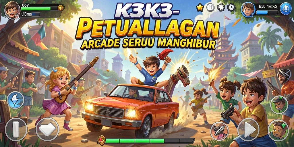 Tampilan gameplay K3K3 yang menarik dan penuh warna.