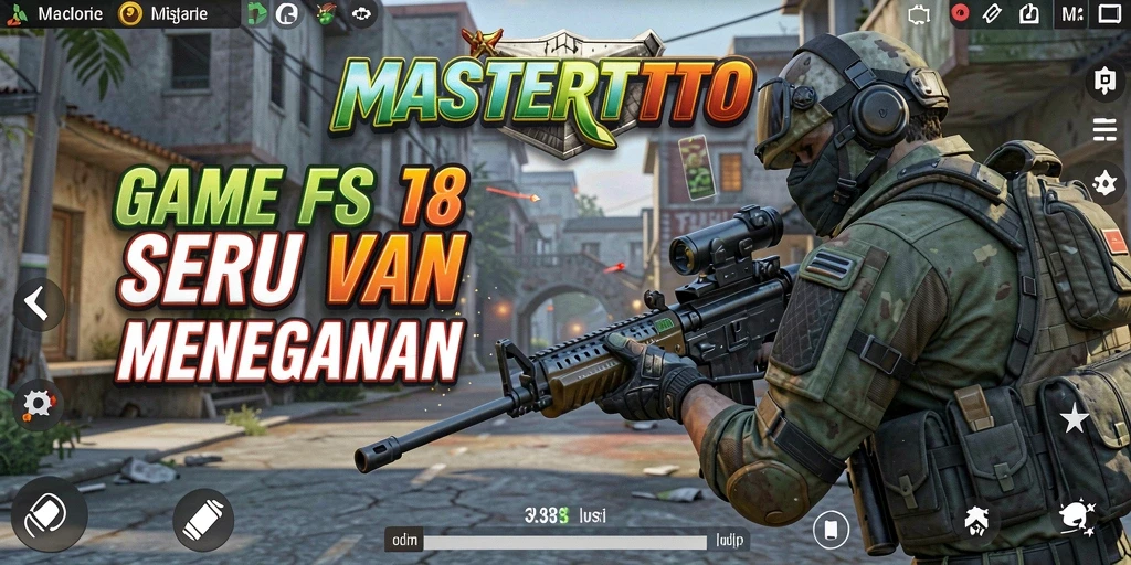 Screenshot gameplay MASTERTOTO menunjukkan pertempuran seru dalam mode FPS.