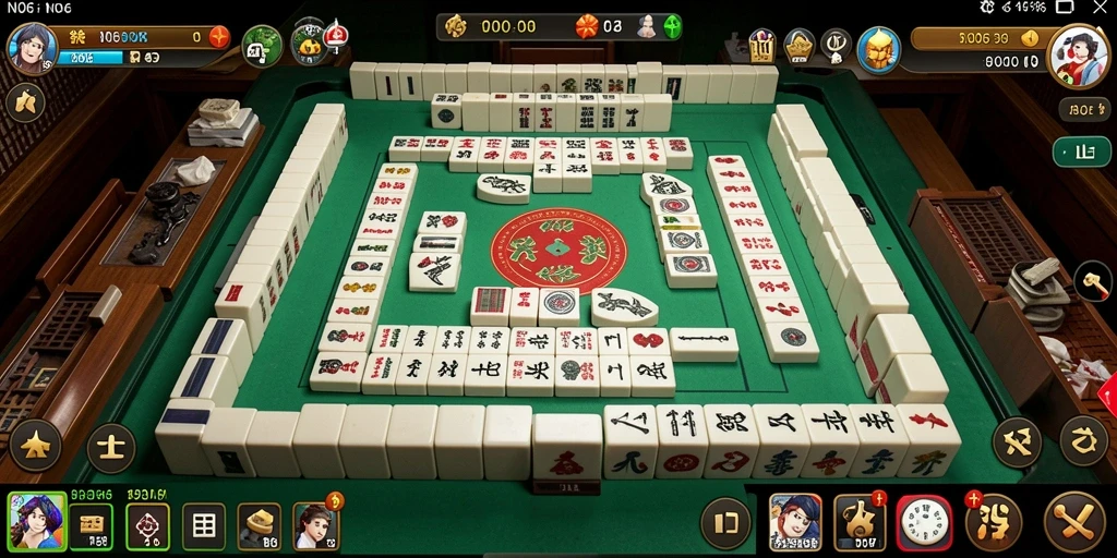 Tampilan gameplay N06 dengan grafis ubin Mahjong yang menarik.