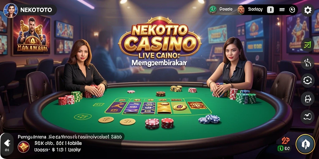 Screenshot gameplay NEKOTOTO menampilkan suasana Live Casino yang seru dan interaktif.